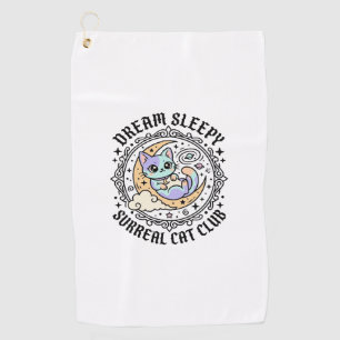 Dream Sleepy Surreal Cat Funny Cat Lover Design - Golf Towel