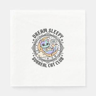 Dream Sleepy Surreal Cat Funny Cat Lover Design -  Napkin