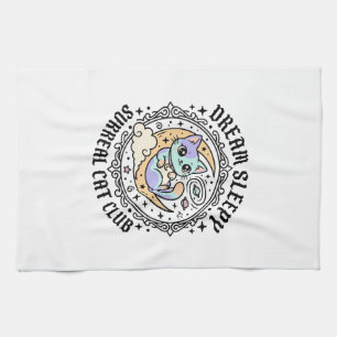 Dream Sleepy Surreal Cat Funny Cat Lover Design - Tea Towel