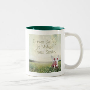 Dream So Big It Makes Them Smile Flying Pig Two-Tone Coffee Mug