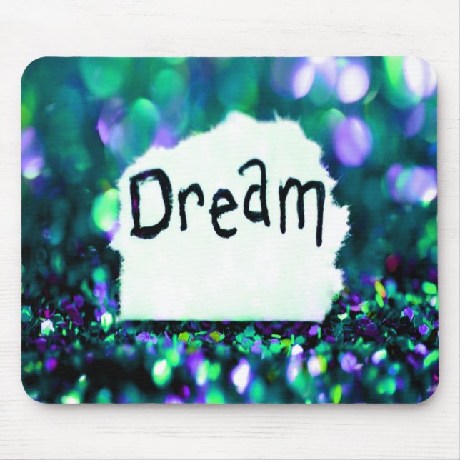 Dream Sparkle Teal Blue Glitter Mouse Pad (Front)