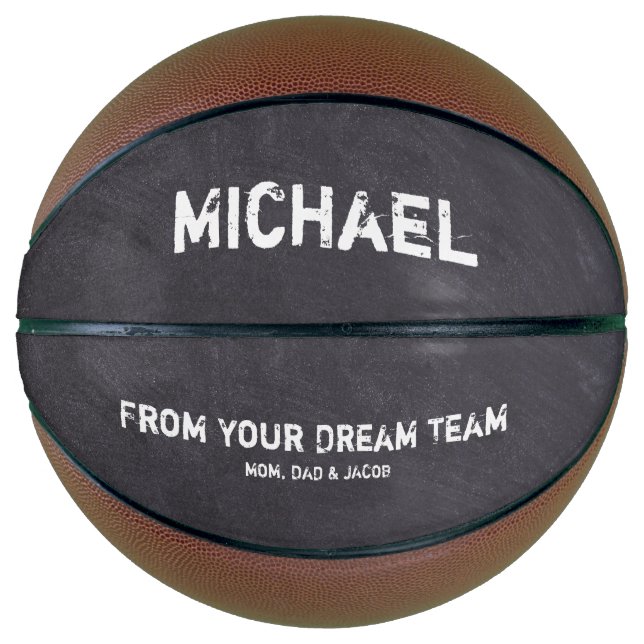 Dream Team Personalised Name Chalkboard etching Basketball (Front)