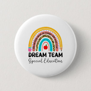 Dream Team Special Education Boho Rainbow Leopard  6 Cm Round Badge