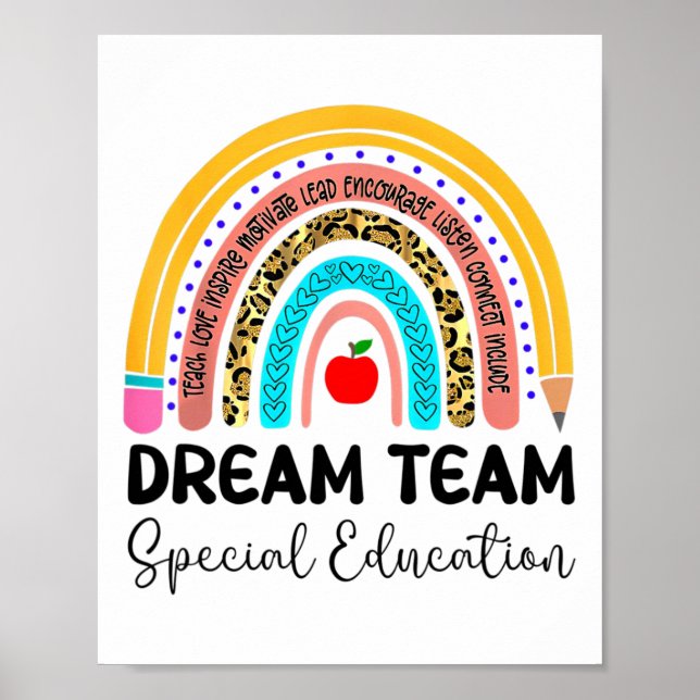 Dream Team Special Education Boho Rainbow Leopard  Poster (Front)