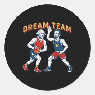 Dream Team Washington Lincoln Playing Sketll  Classic Round Sticker