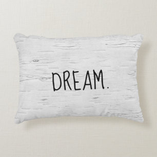 DREAM Text On Birch Tree Accent Pillow