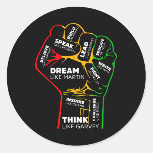 Dream Think Speak Black History Month Hand Strong Classic Round Sticker