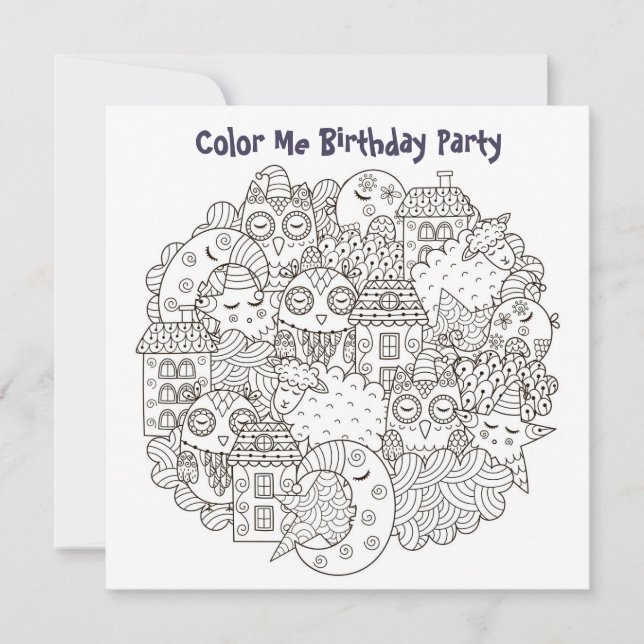 *~* Dream Time Customisable COLOR ME Birthday Invitation (Front)