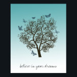 Dream Tree Poster<br><div class="desc">Dream Tree with butterflies aqua gradient inspirational believe in your dreams</div>