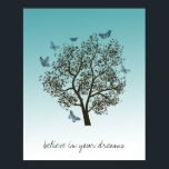 Dream Tree Poster<br><div class="desc">Dream Tree with butterflies aqua gradient inspirational believe in your dreams</div>