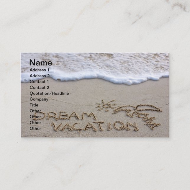 Dream vacation beach sign business card (Front)