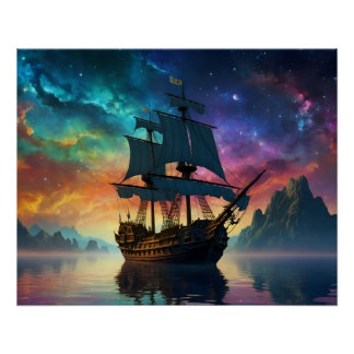 Dream Voyage Under a Surreal Sky Poster