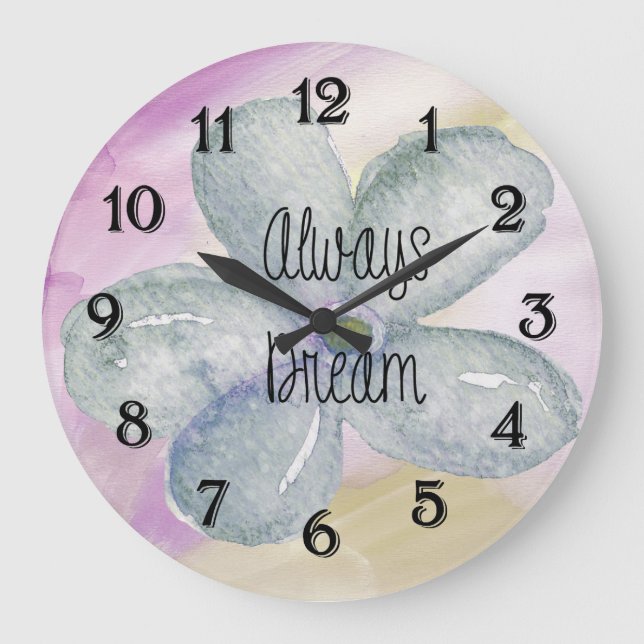 Dream Watercolor Flower Large Clock (Front)