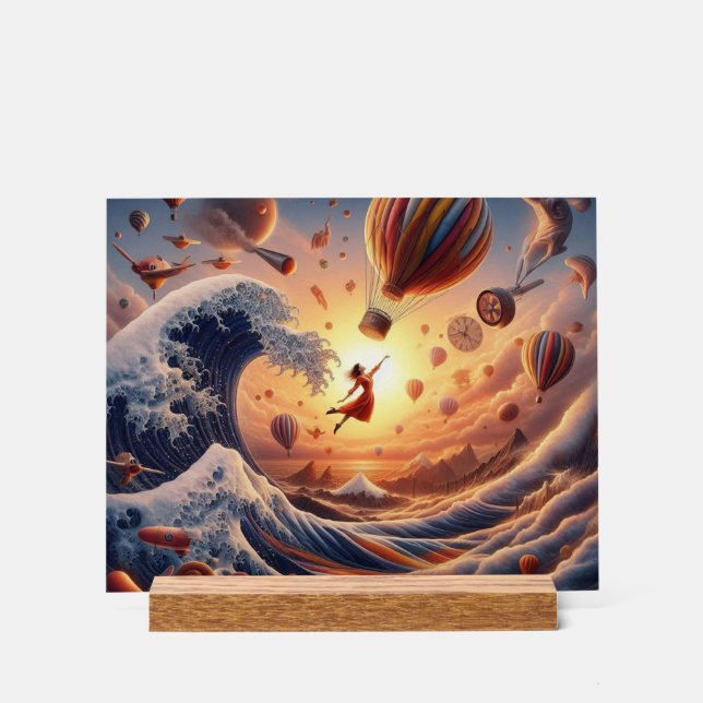 Dream Weaver's Journey: Fantasy Hot Air Balloons Acrylic Sign (Front)