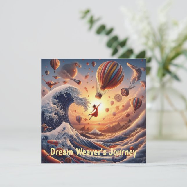 Dream Weaver's Journey: Fantasy Hot Air Balloons Card (Standing Front)