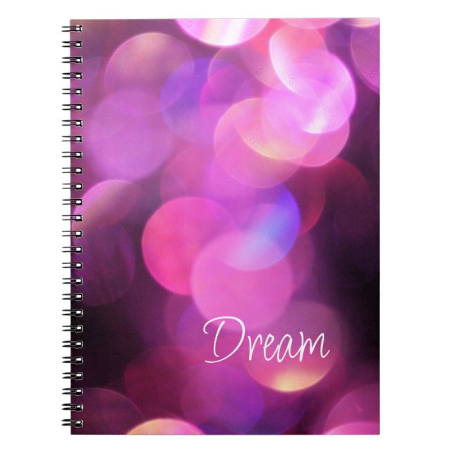 "Dream" White Script, Purple Sparkles Journal (Front)