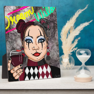 Dream Wild   Gothic Harlequin Jester Girl Plaque