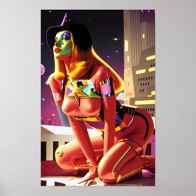 Dream Witch Over Metropolis Ken Gauge Sci-Fi Poster (Front)