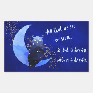 Dream Within a Dream Owl and Moon Rectangular Sticker