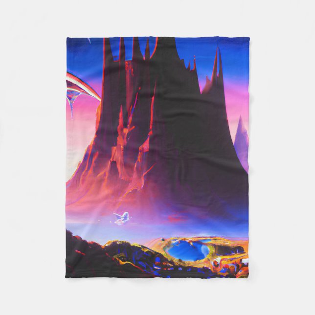 Dream World Oil Painting Fleece Blanket (Front)