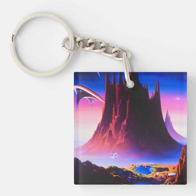 Dream World Oil Painting Key Ring (Front)