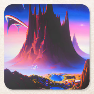 Dream World Oil Painting Square Paper Coaster