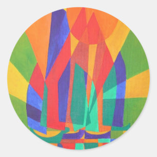 Dreamboat A Cubist Junk In Primary Colours Classic Round Sticker