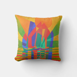 Dreamboat A Cubist Junk In Primary Colours Cushion