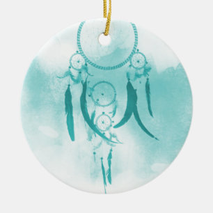 Dreamcatcher Aqua Ceramic Ornament