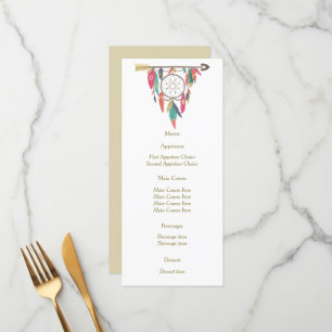 Dreamcatcher Arrow Wedding Menu