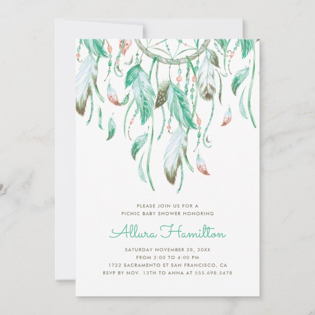 Dreamcatcher Baby Shower Invitation (Front)