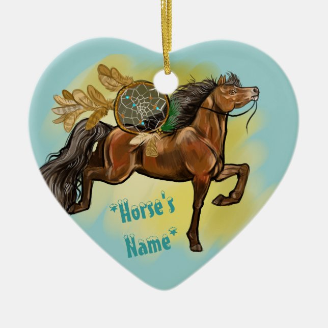 Dreamcatcher Bay Horse Ceramic Ornament (Front)
