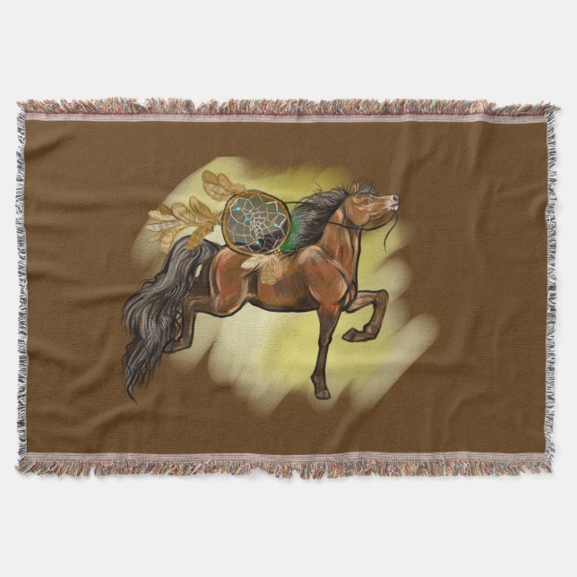 Dreamcatcher Bay Horse Throw Blanket (Front)