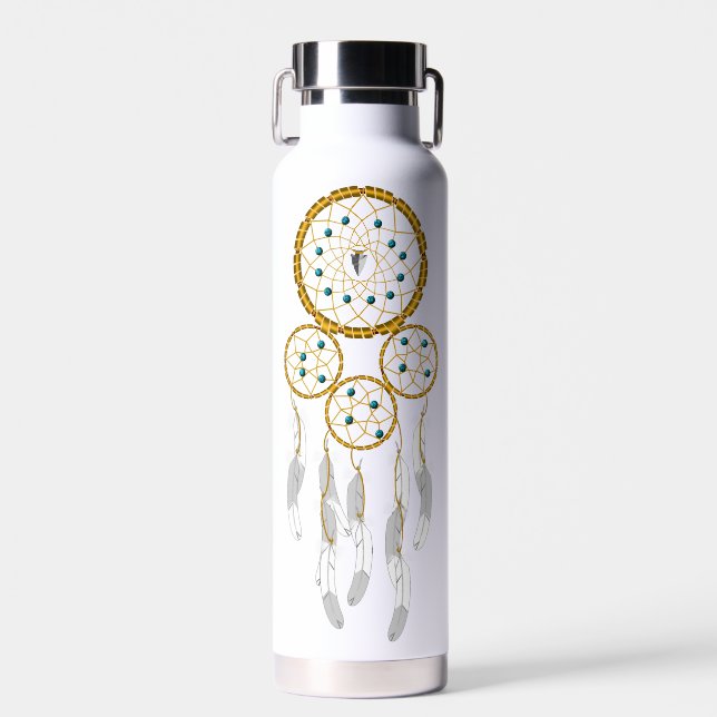 Dreamcatcher--Blue Turquoise Water Bottle (Front)