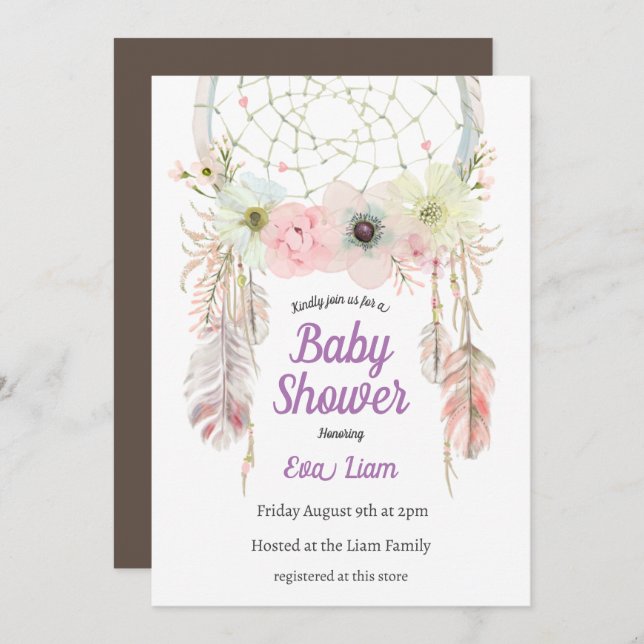 Dreamcatcher Bohemianism Baby shower Invitation (Front/Back)