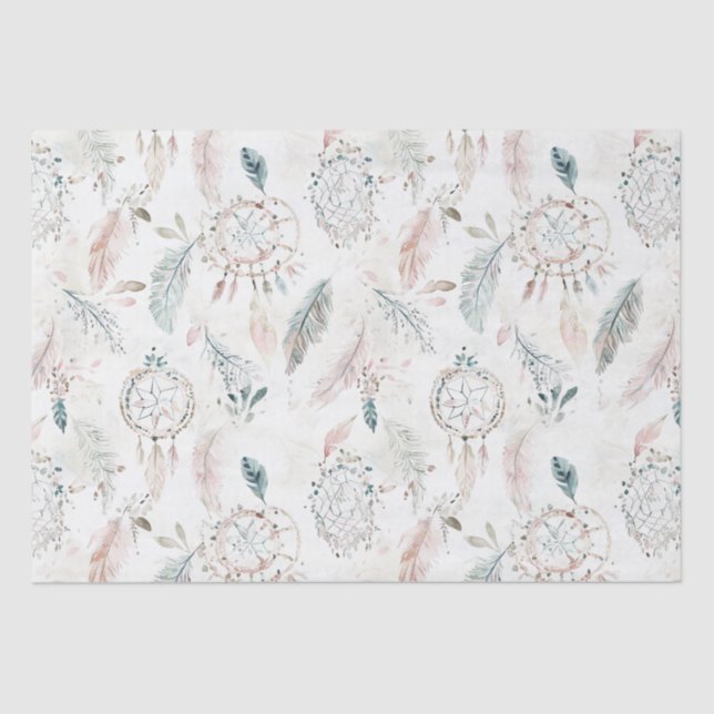 DREAMCATCHER Boho Feathers Neutral Tissue Paper (Front)