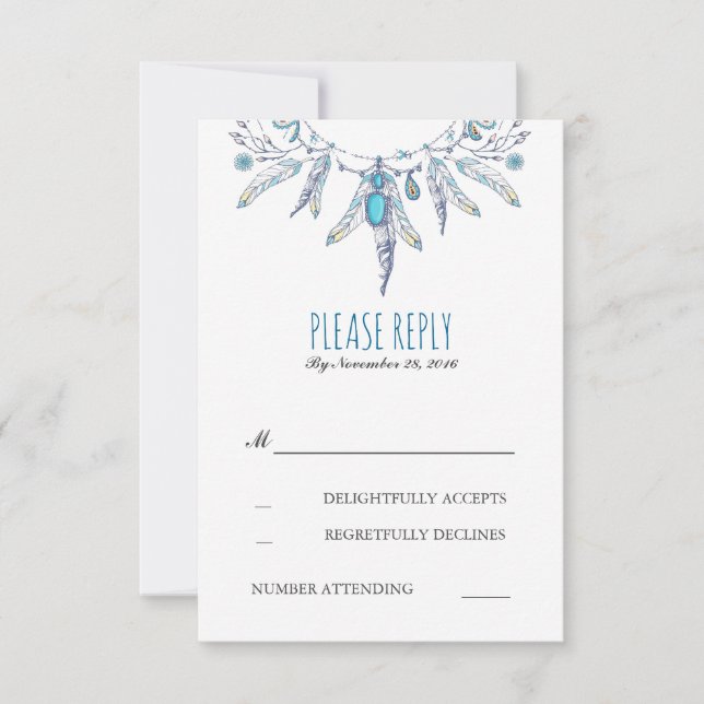 dreamcatcher boho wedding rsvp (Front)