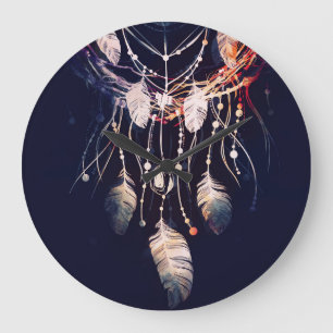 Dreamcatcher, branches, boho style, digital art. large clock