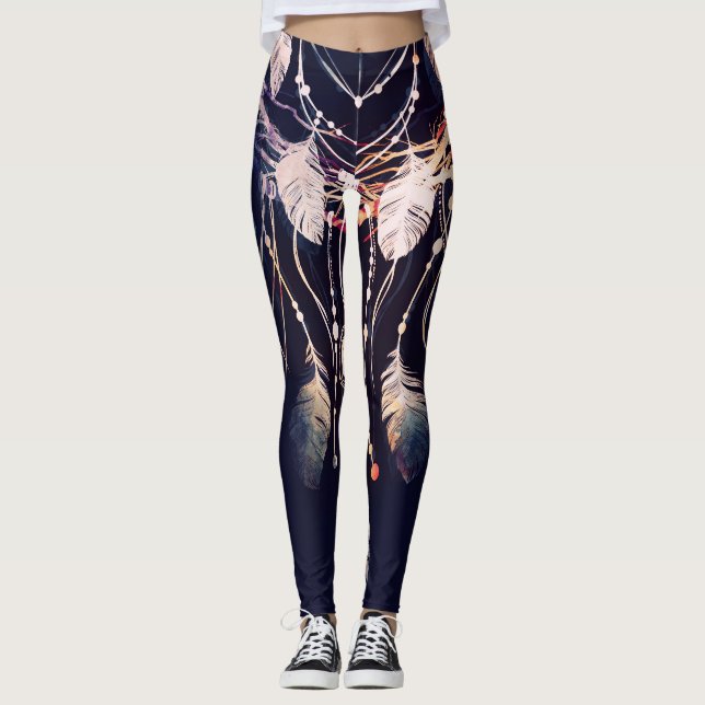 Dreamcatcher, branches, boho style, digital art. leggings (Front)