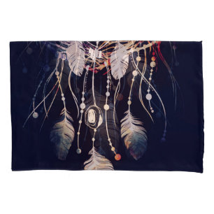 Dreamcatcher, branches, boho style, digital art. pillowcase