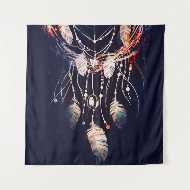Dreamcatcher, branches, boho style, digital art. tapestry (Front)