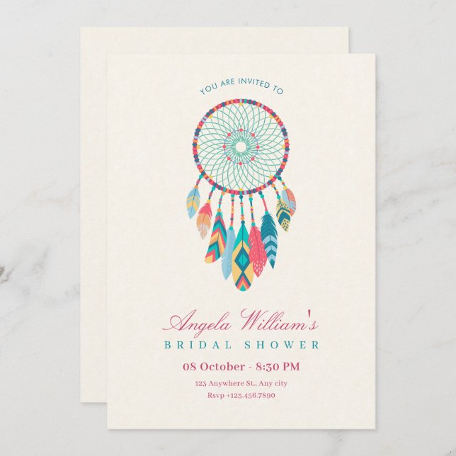 Dreamcatcher bridal shower invitation (Front/Back)