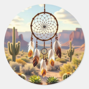 Dreamcatcher, Desert Canyons, Cacti   Classic Round Sticker