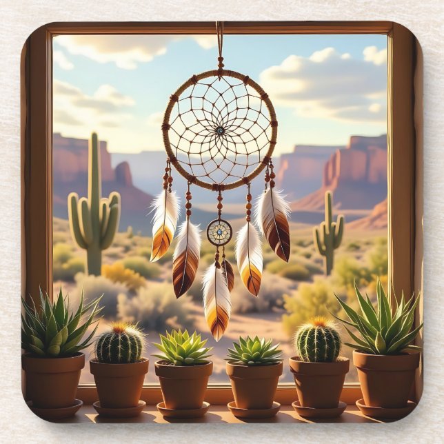 Dreamcatcher, Desert Canyons, Cacti   Coaster (Front)
