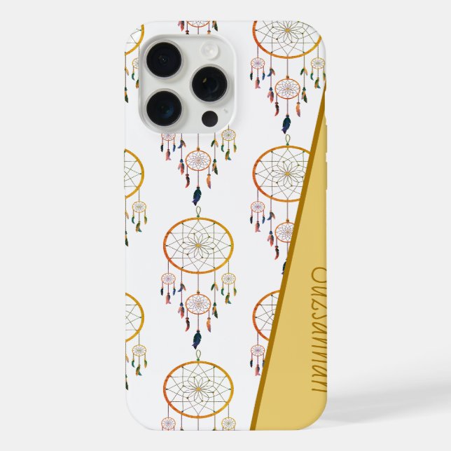 Dreamcatcher Feather Pattern Boho Custom Name  iPhone Case (Back)