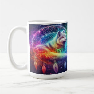 Dreamcatcher Featuring a Mystical Wolf  Coffee Mug