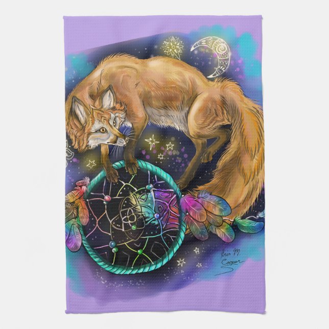 DreamCatcher Fox Tea Towel (Vertical)