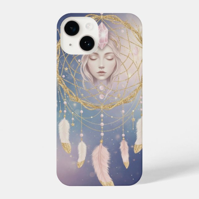 Dreamcatcher Goddess - Ethereal Moon & Stars iPhone Case (Back)