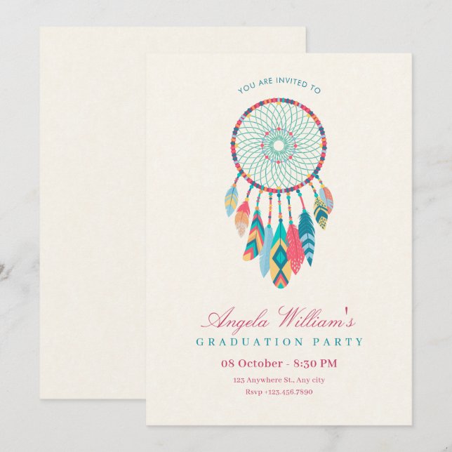 Dreamcatcher graduation invitation (Front/Back)