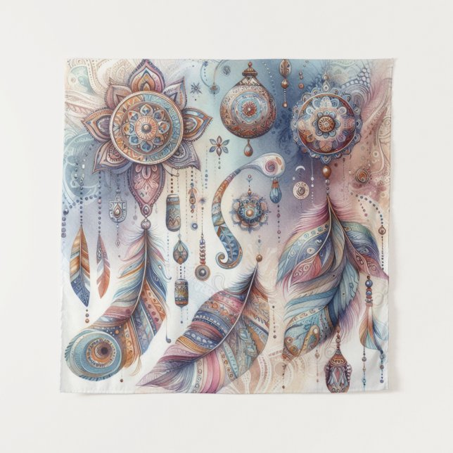 Dreamcatcher in a Bohemian theme Tapestry (Front)